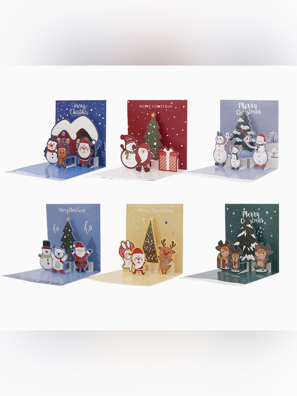 6 Pack Small Pop Up Christmas Gift Card with Envelopes Stickers 3D Cute Holiday